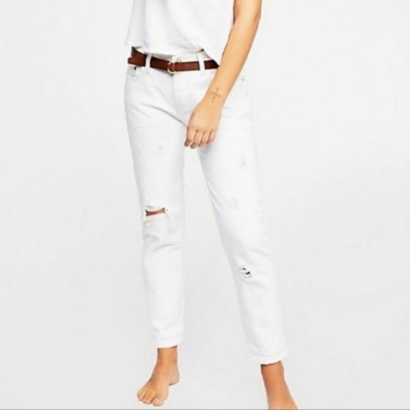 LEVI'S 501 Original Fit White Distressed Straight Leg Jeans - Picture 5 of 15
